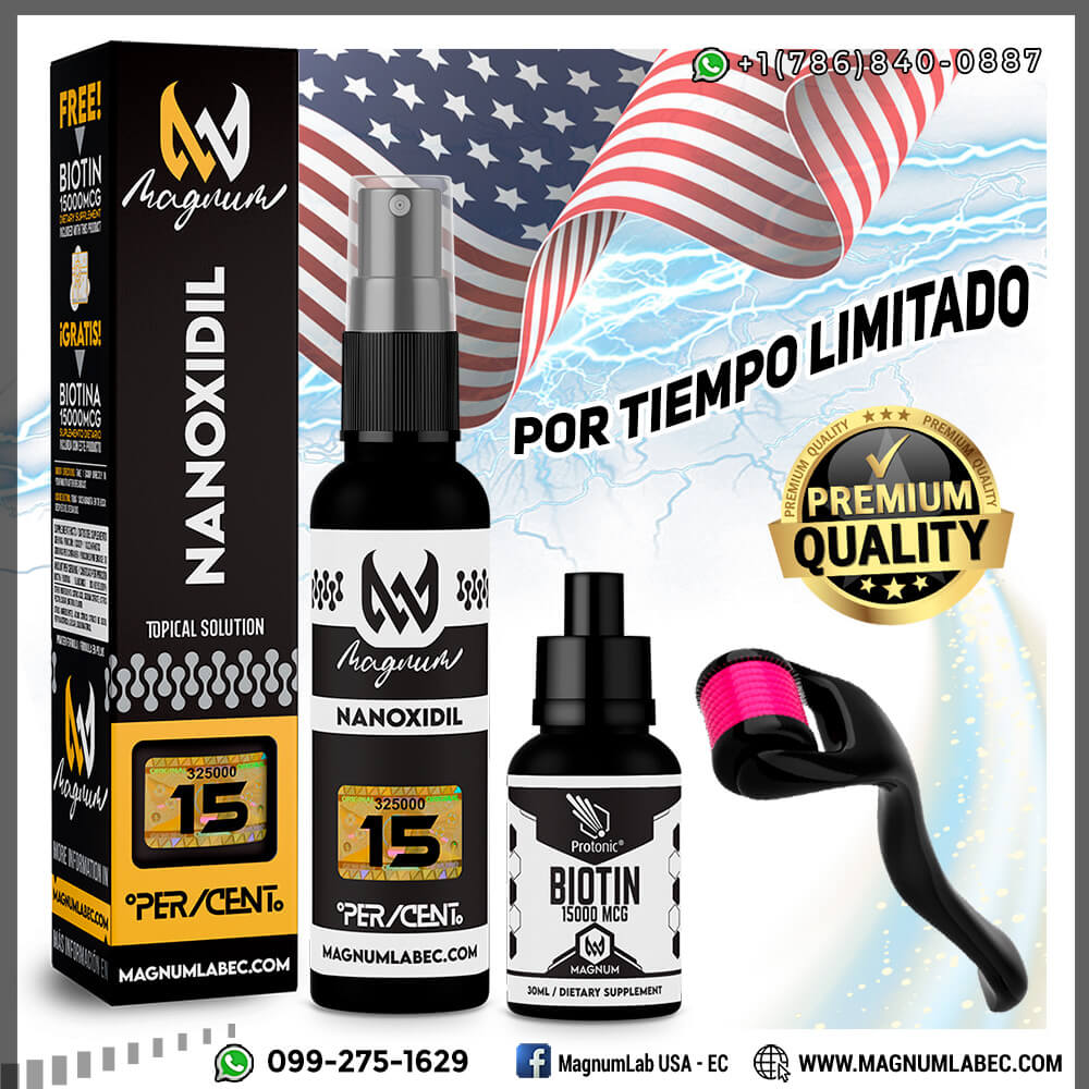 NANOXIDIL 15% + BIOTINA & DERMAROLLER (Gratis)