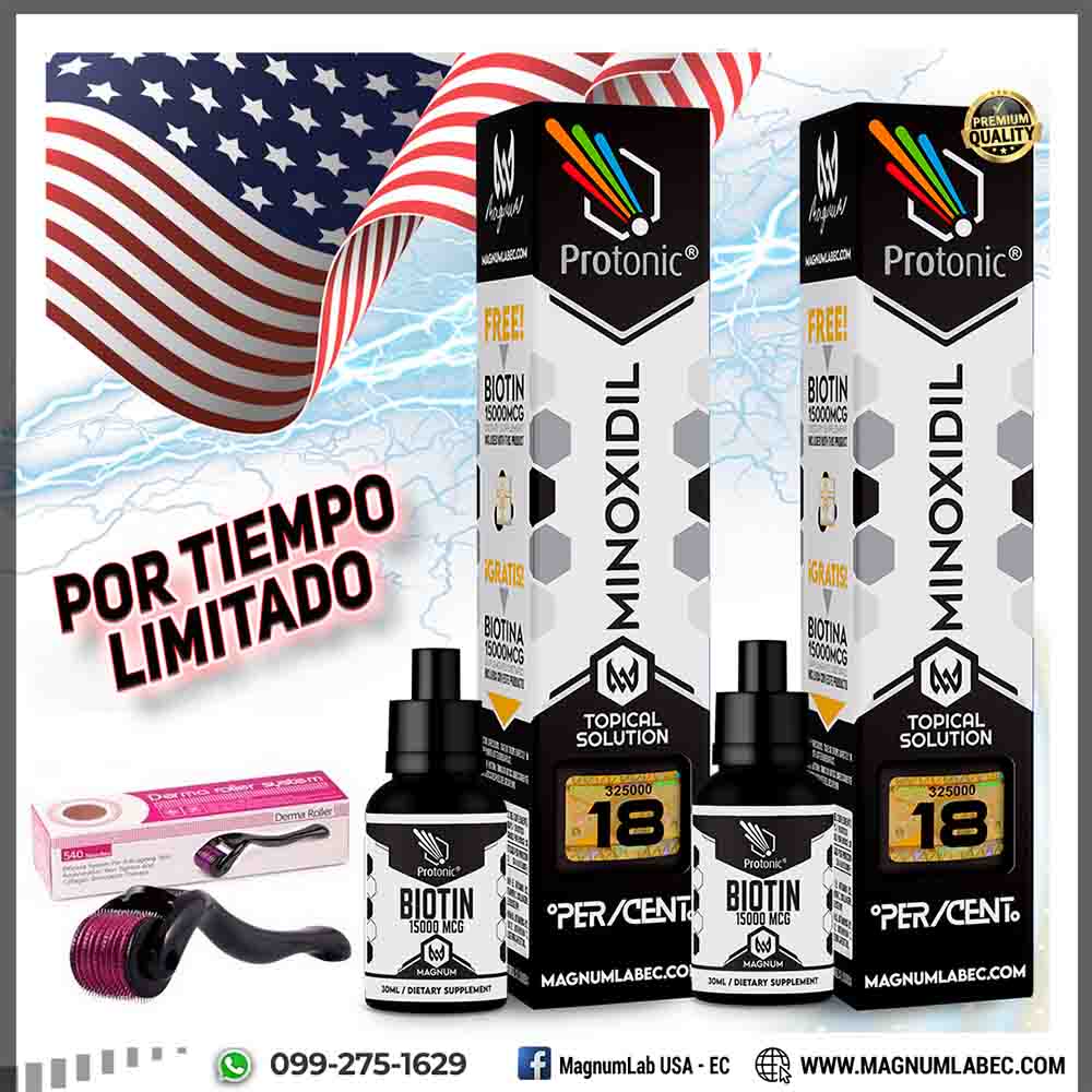2 MINOXIDIL 18% + 2 BIOTINAS + DERMAROLLER / PROMOCION